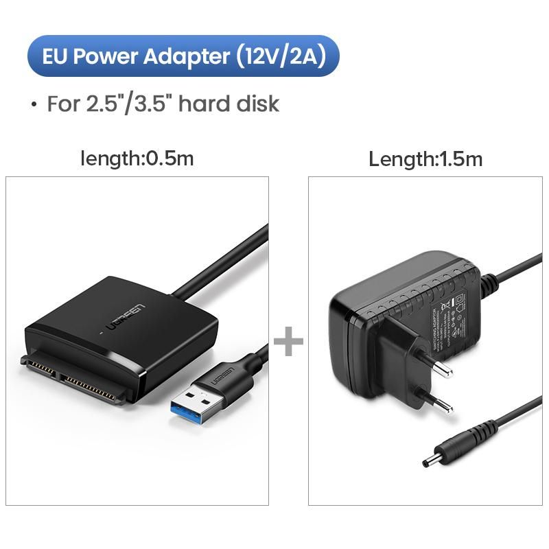 USB to SATA Adapter SATA to USB Hard Drive EU Power Adapter