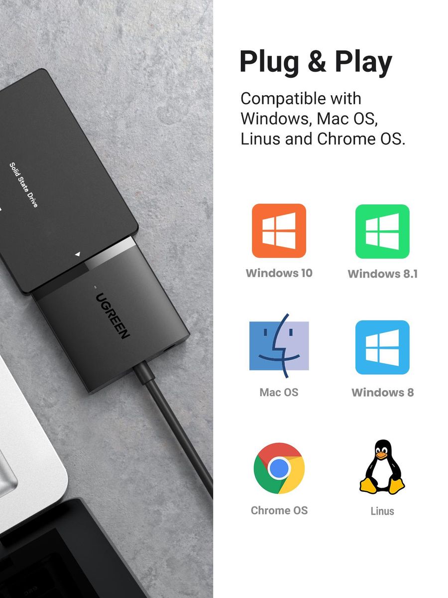 USB to SATA Adapter SATA to USB Hard Drive EU Power Adapter