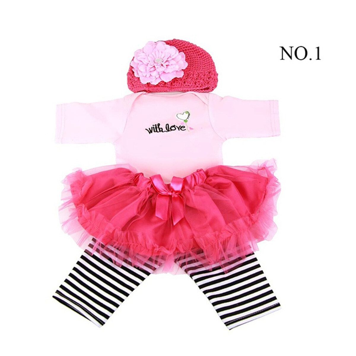 Lifelike Baby Dolls Romper Clothes Headdress For 20''-22'' Reborn Baby Girl Doll For Mother Training Kids Gift Rose Red