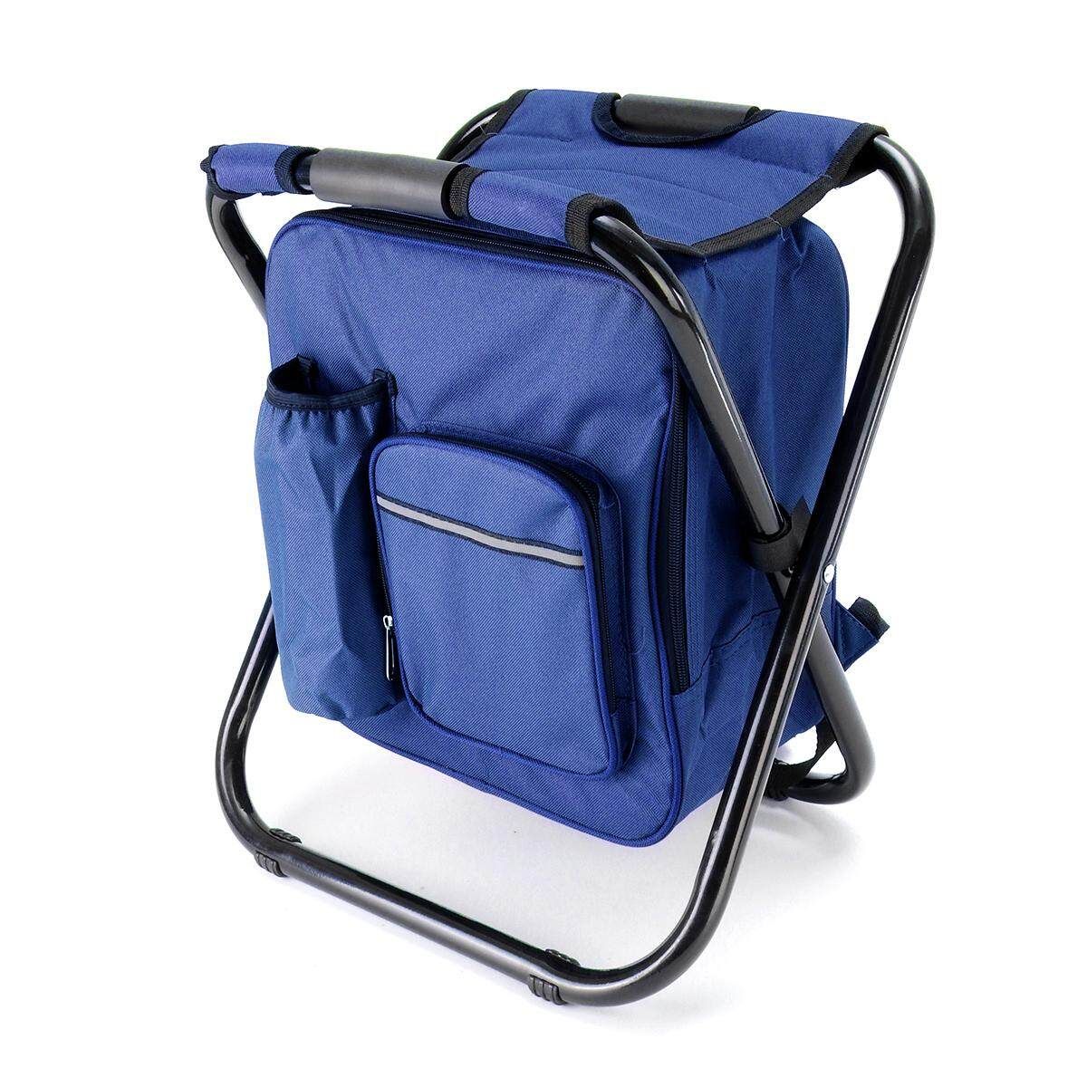 Multi-Function Foldable Backpack Beach Chair Cooler Storage Bag Camping /Green/Blue Blue