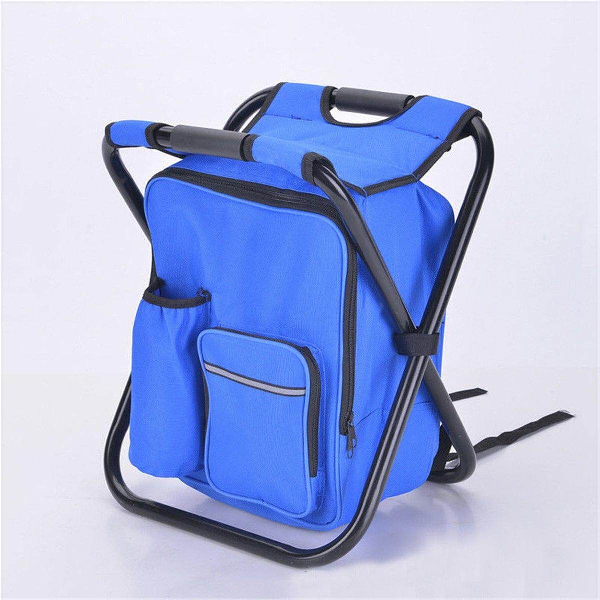 Multi-Function Foldable Backpack Beach Chair Cooler Storage Bag Camping /Green/Blue Blue