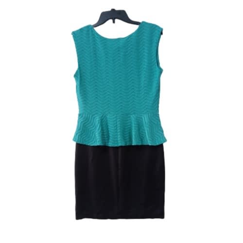 Women's Short Dress- Teal Green And Black