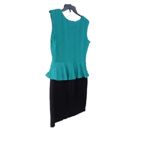 Women's Short Dress- Teal Green And Black