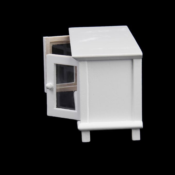 White Wooden TV Cabinet And Television 12th Dolls House Miniature