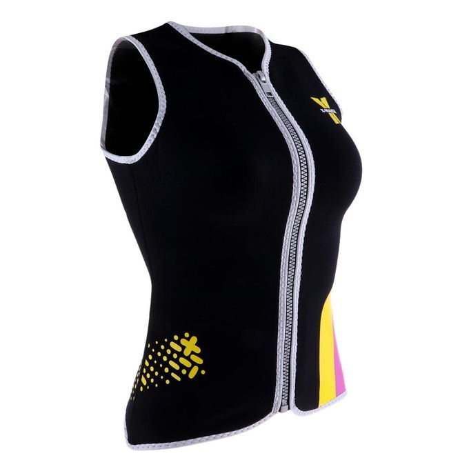 Women Wetsuit Top Vest 2mm Neoprene Zipper Surfing Sailing L Black