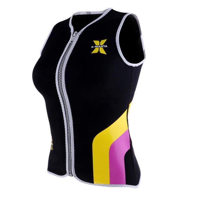 Women Wetsuit Top Vest 2mm Neoprene Zipper Surfing Sailing L Black