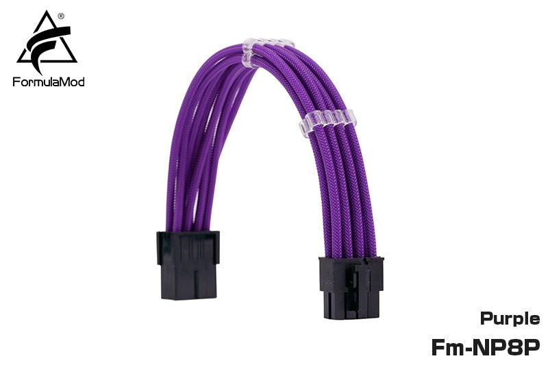 FormulaMod Fm-NP8P PCI-E 8Pin(6+2) Power Extension Cable For Motherboard/GPU 8 Pin 18AWG Solid Color Cables With Cable Comb