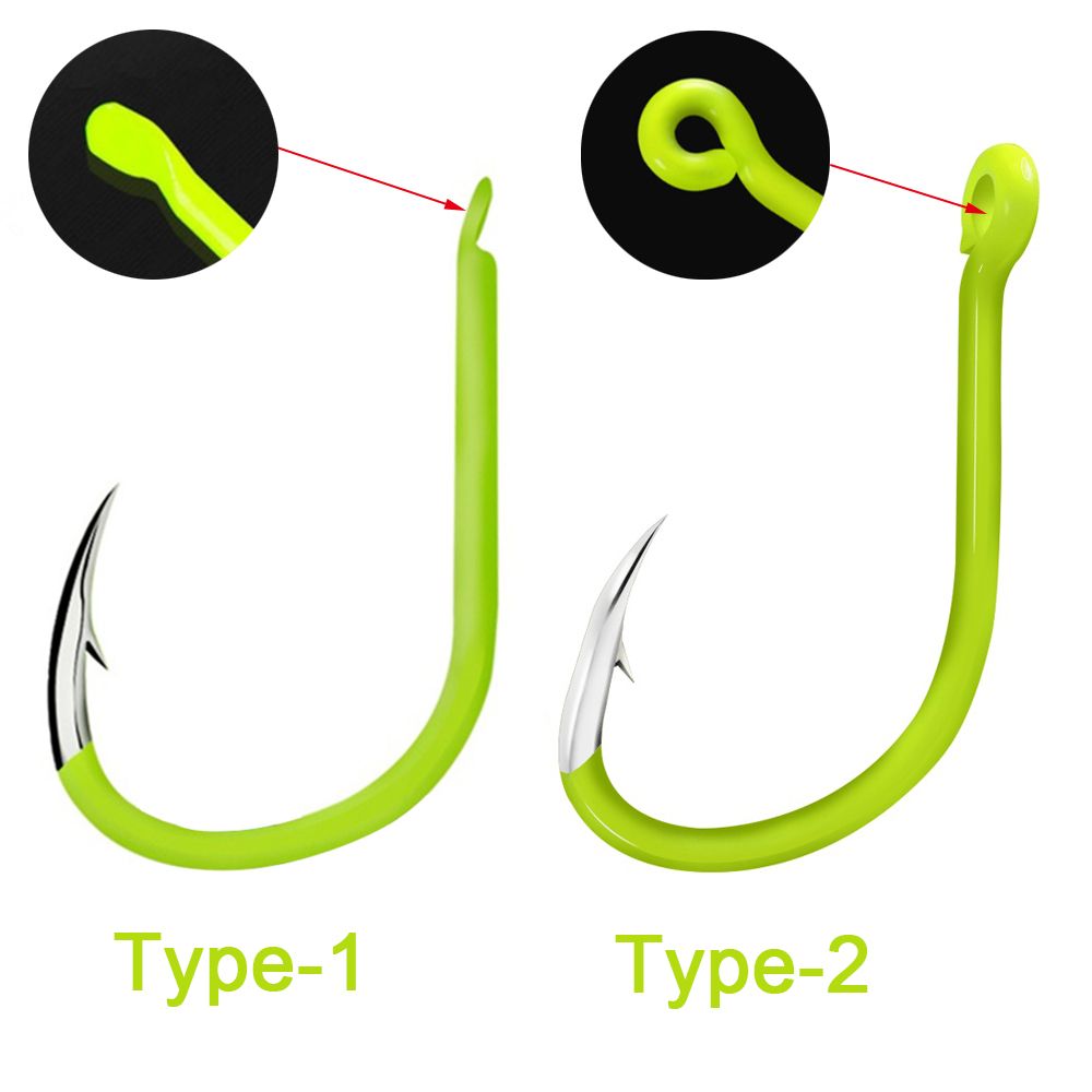 50pcs Fluorescent Fishing Hooks Carbon Steel Fishing Hooks