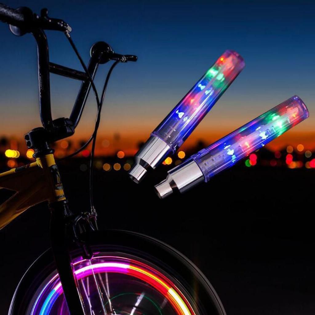 2PCS Bike Car LED Tire Wheel Caps 5 LED Flash Light Neon