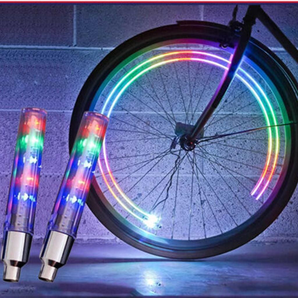 2PCS Bike Car LED Tire Wheel Caps 5 LED Flash Light Neon