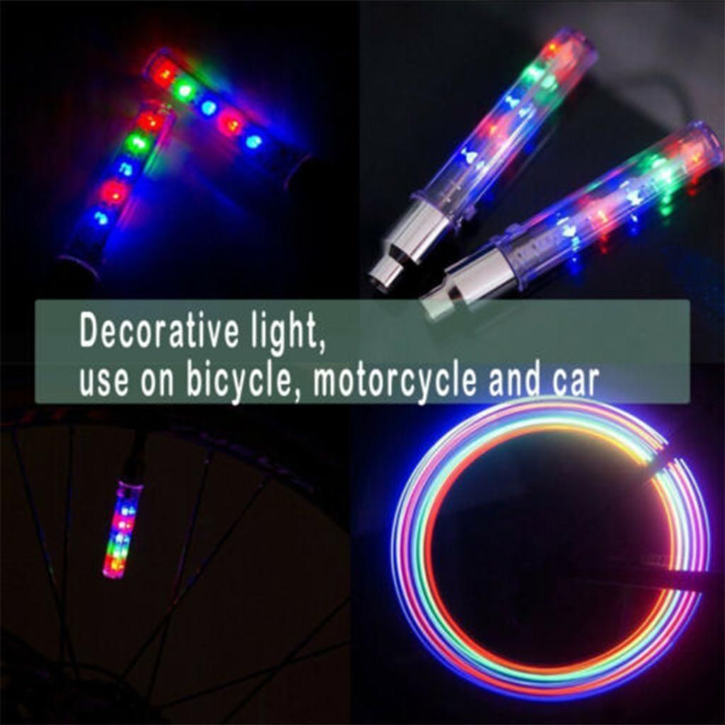 2PCS Bike Car LED Tire Wheel Caps 5 LED Flash Light Neon