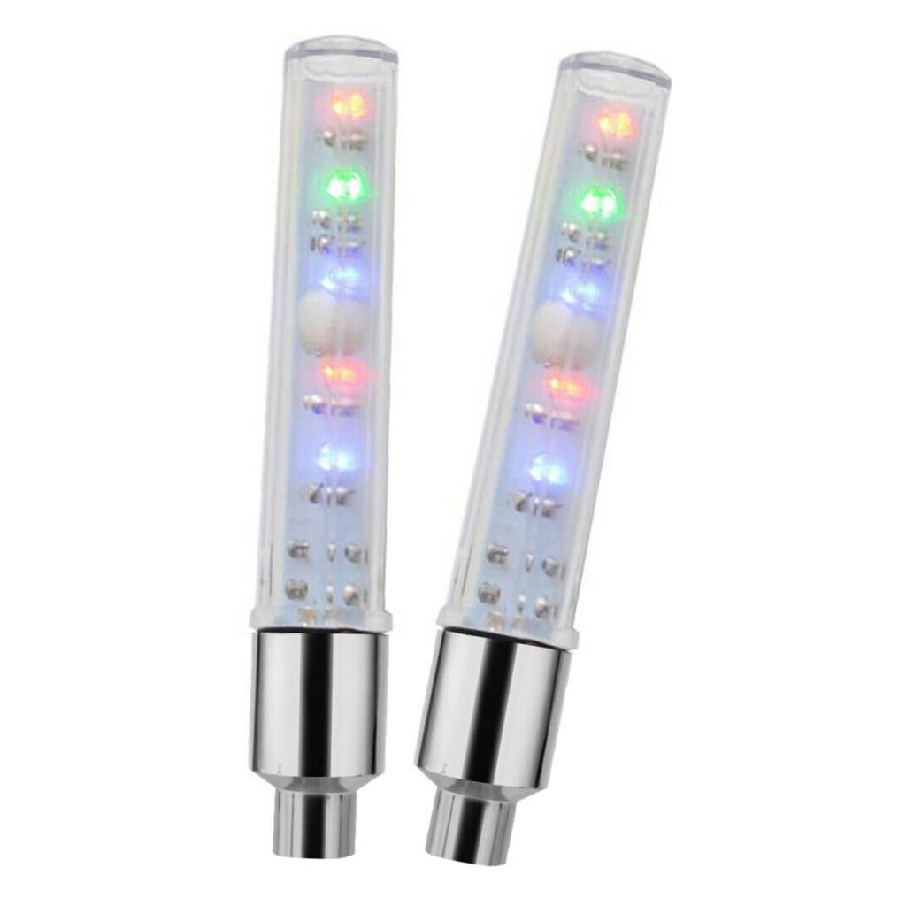 2PCS Bike Car LED Tire Wheel Caps 5 LED Flash Light Neon