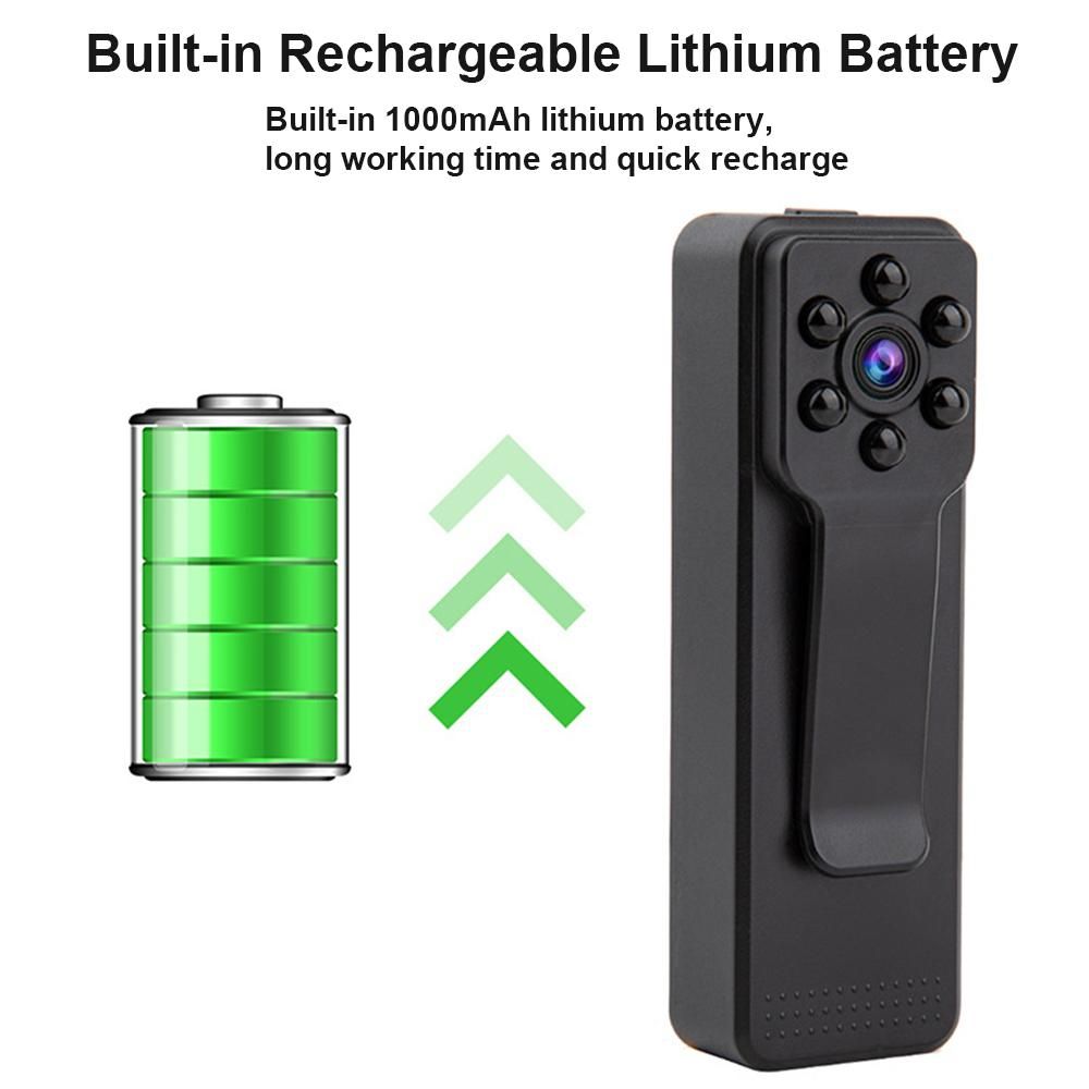 1080P Video Camera Clip-on Mini Camcorder Video Recorder Sports DV Camera Night Vision Built-in Lithium Battery for Outdoor Sports Interview Video Recording