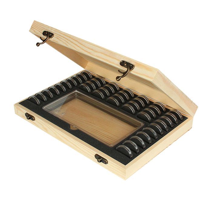 Wooden Coins Storage Box Case Holder For Certified Coin 40x Round
