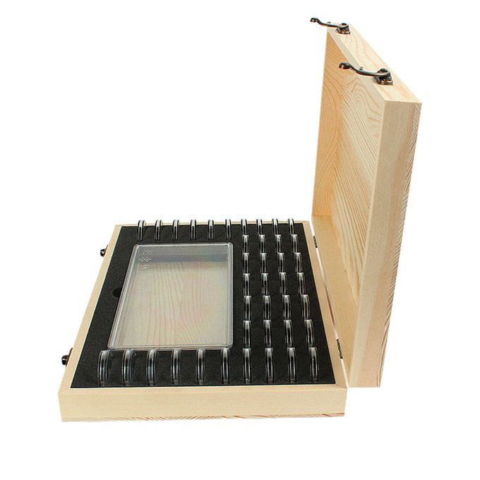 Wooden Coins Storage Box Case Holder For Certified Coin 40x Round