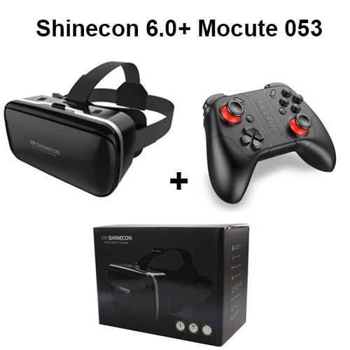 6.0 VR Virtual Reality 3D Glasses Headset Helmet For 4 6 Inch Smartphone VR Google Cardboard BOX With Gamepad Joystick ABDSW