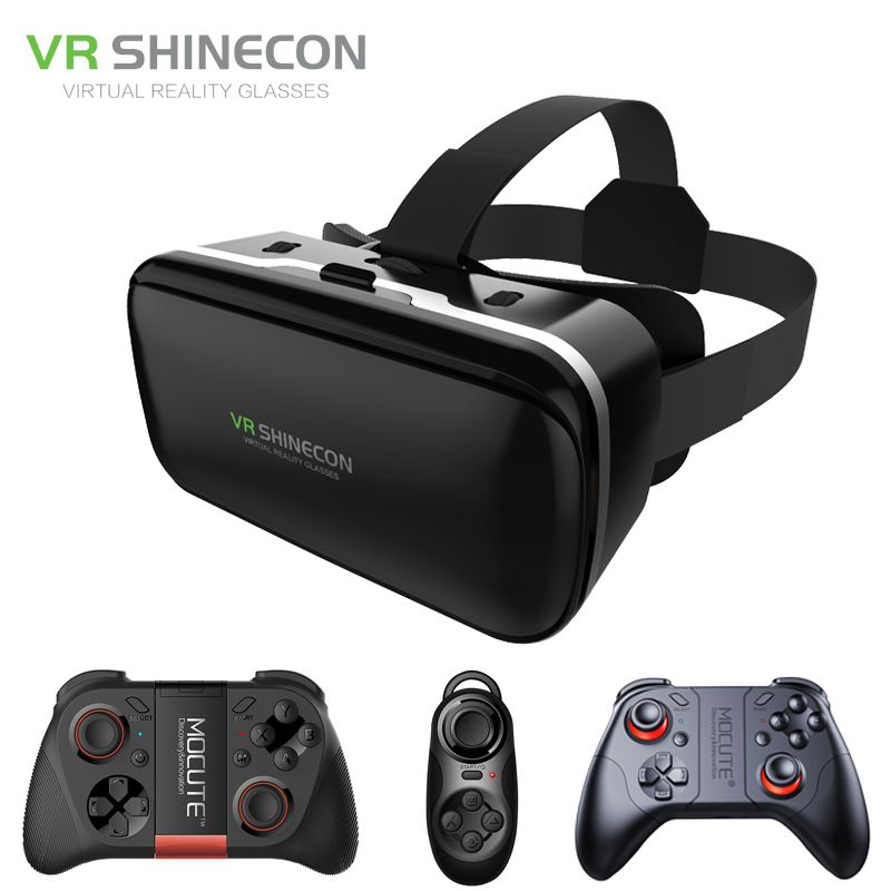 6.0 VR Virtual Reality 3D Glasses Headset Helmet For 4 6 Inch Smartphone VR Google Cardboard BOX With Gamepad Joystick ABDSW