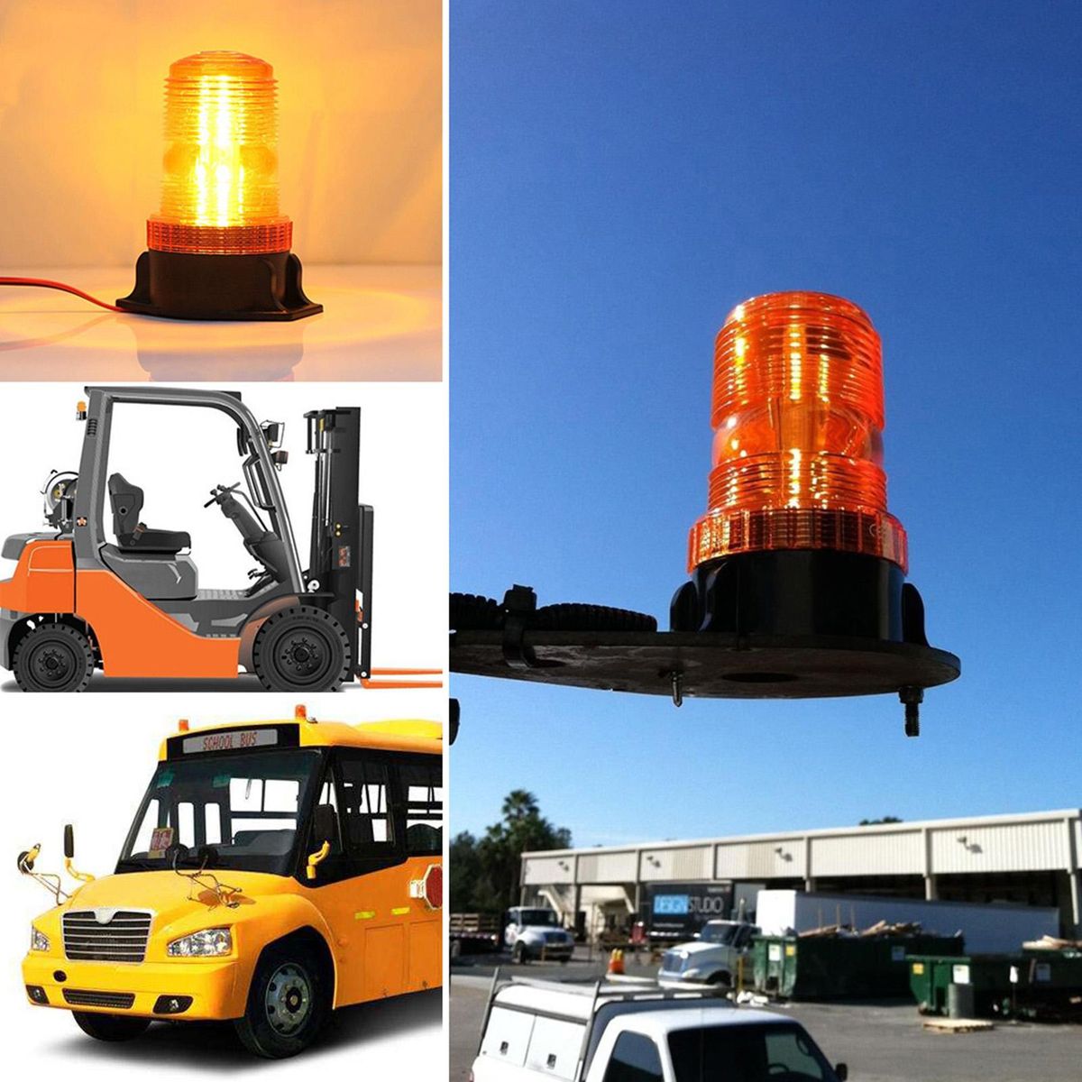 Emergency Warning Light 30 LED Amber/Yellow 18W Emergency Warning Flashing Safety Strobe Beacon Light for Forklift Truck Tractor Golf Carts UTV Car Bus 12-80V