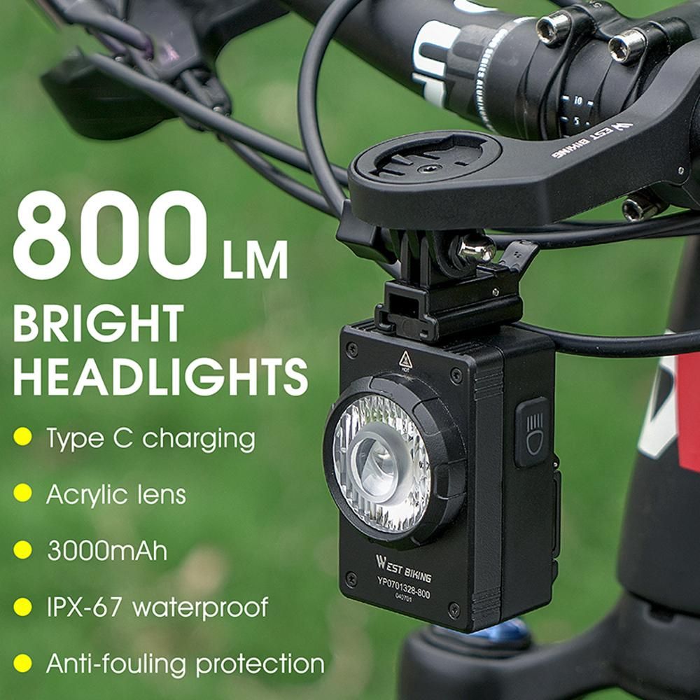 Bright Bicycle Light 800 Lumen USB Rechargeable Bike Handlebar Front Light MTB Road Bike LED Light Waterproof Cycling Safety Lamp