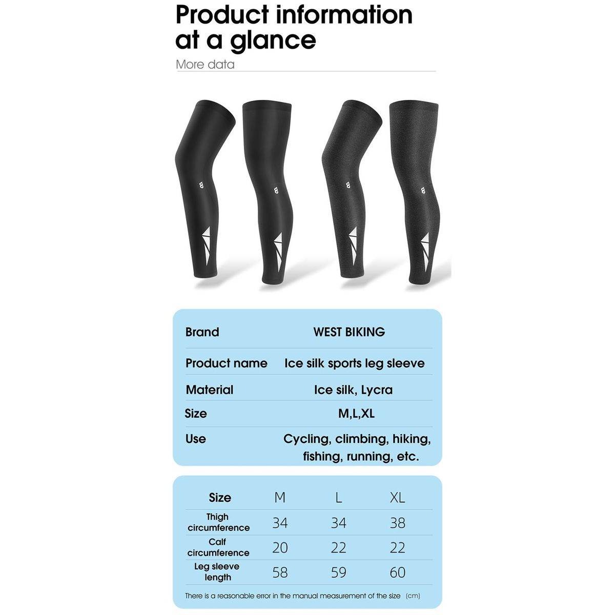 WEST BIKING Running Sun Protection Leg Sleeve Fishing Men