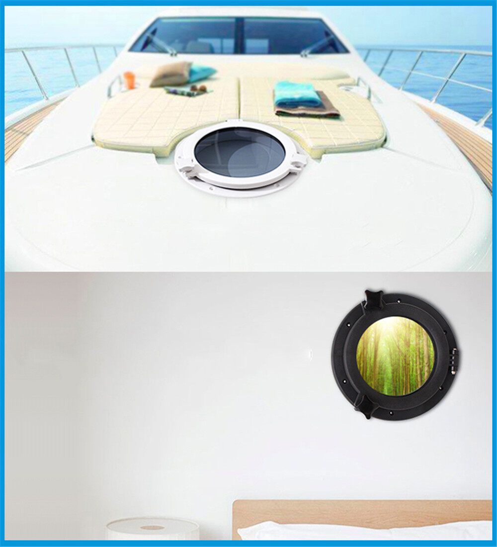 BSET MATEL 196mm Marine Boat Yacht RV Porthole ABS Plastic Round Hatches Port Lights Replacement Windows Port Hole Opening Portlight
