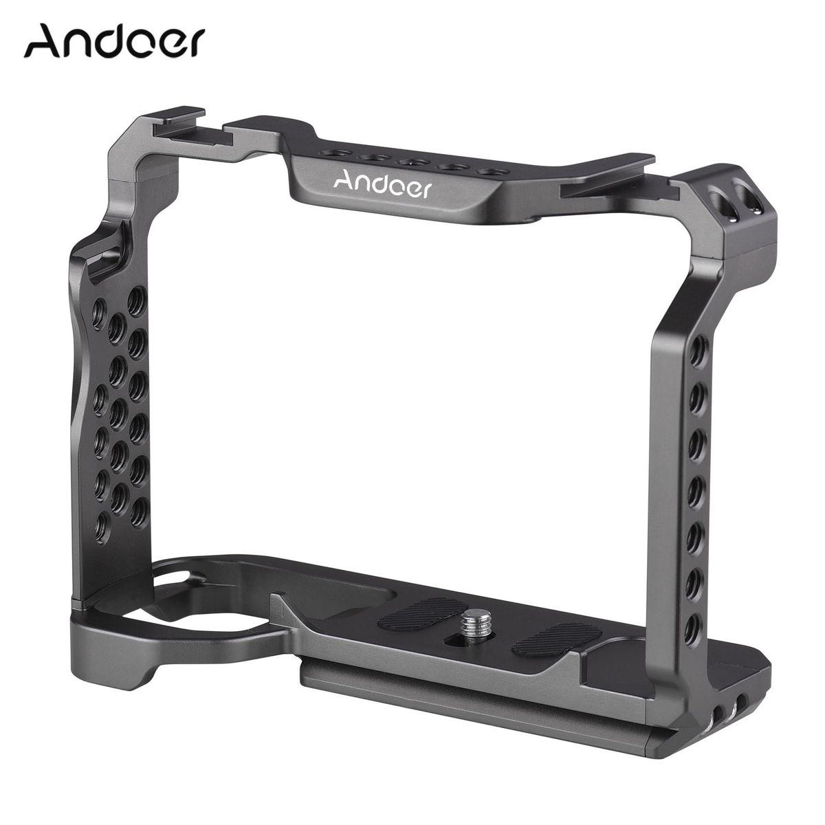 Andoer Aluminum Alloy Camera Cage with Dual Cold Shoe Universal 1/4 3/8inch Threaded Holes with Magnetic Wrench Replacement for Sony A7SIII
