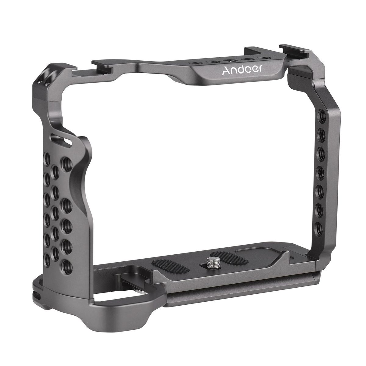 Andoer Aluminum Alloy Camera Cage with Dual Cold Shoe Universal 1/4 3/8inch Threaded Holes with Magnetic Wrench Replacement for Sony A7SIII