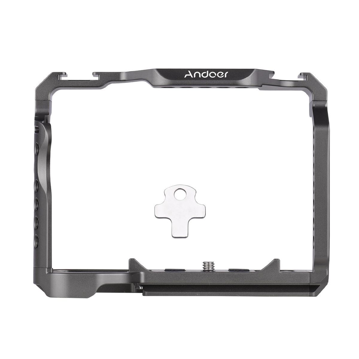 Andoer Aluminum Alloy Camera Cage with Dual Cold Shoe Universal 1/4 3/8inch Threaded Holes with Magnetic Wrench Replacement for Sony A7SIII