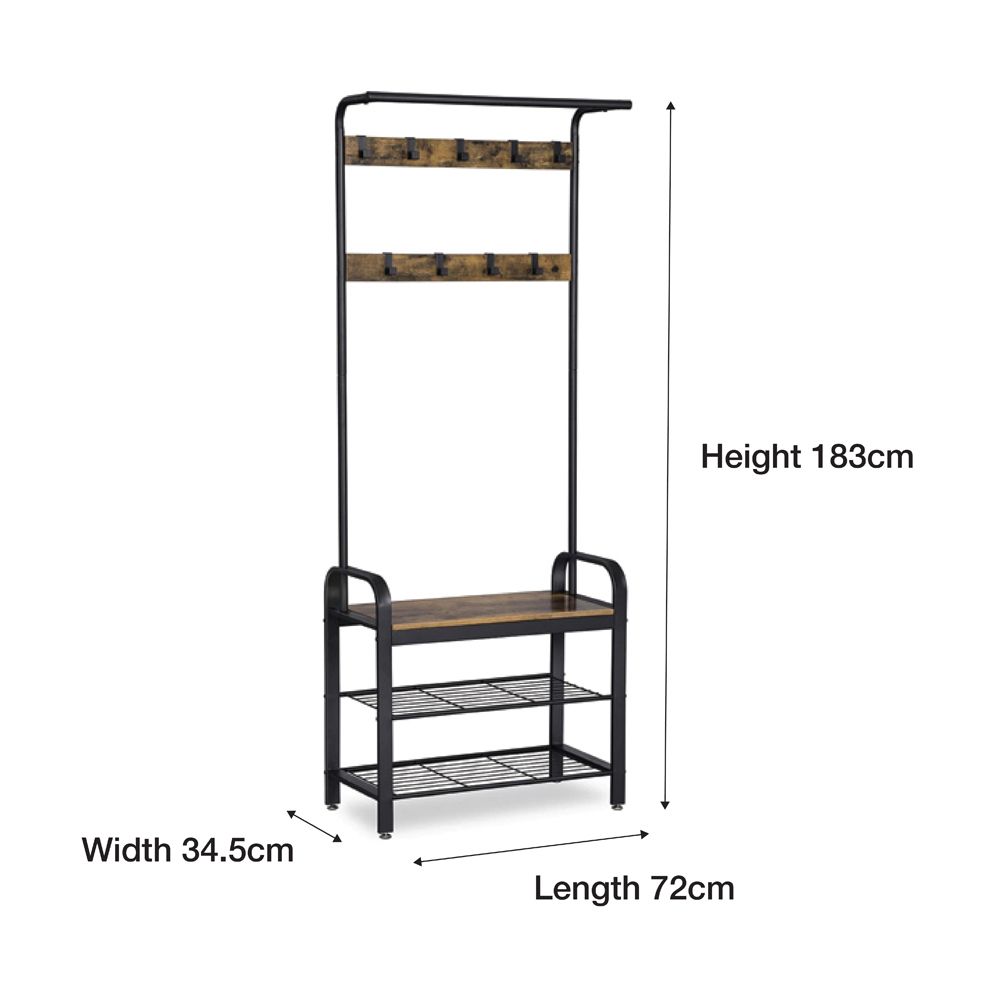 3 In 1 Coat Rack Shoe Bench Entryway Storage
