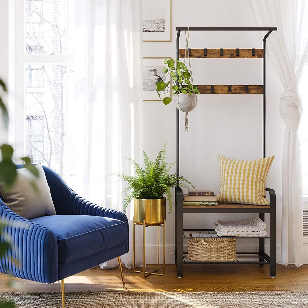 3 In 1 Coat Rack Shoe Bench Entryway Storage