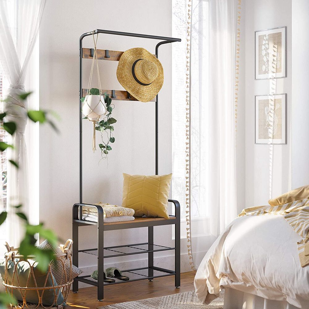 3 In 1 Coat Rack Shoe Bench Entryway Storage