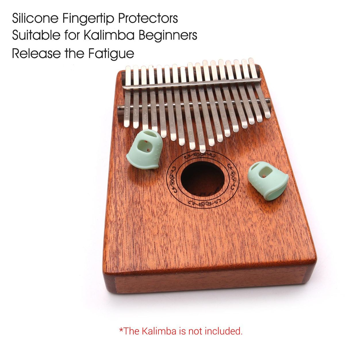 2pcs Kalimba Silicone Finger Fingertip Protectors for Kalimba Beginners Starters Green Large