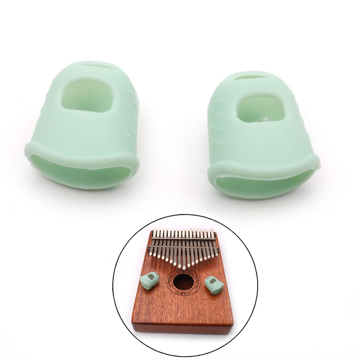 2pcs Kalimba Silicone Finger Fingertip Protectors for Kalimba Beginners Starters Green Large