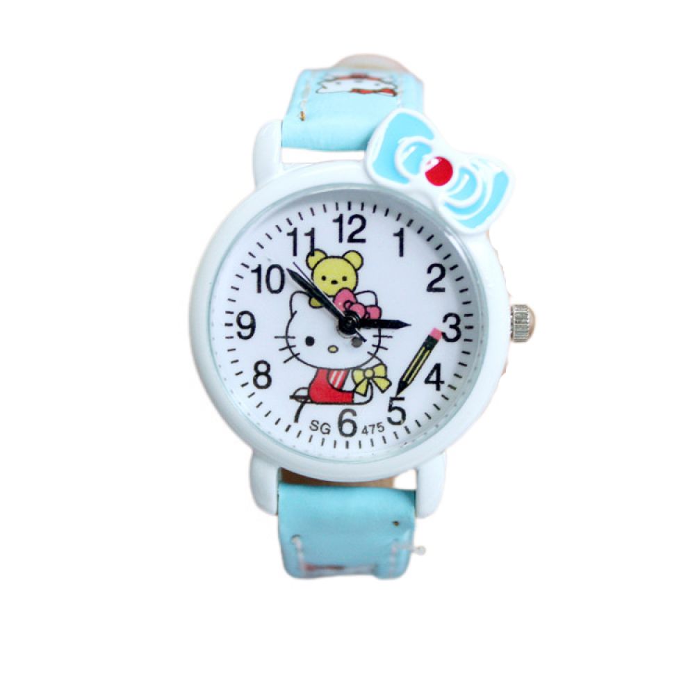 Child Learning Time Quartz Watch,Cartoon 3D Strap,Read time Study Time Todder Watch,Kindergarten Learn Time Watches sky blue