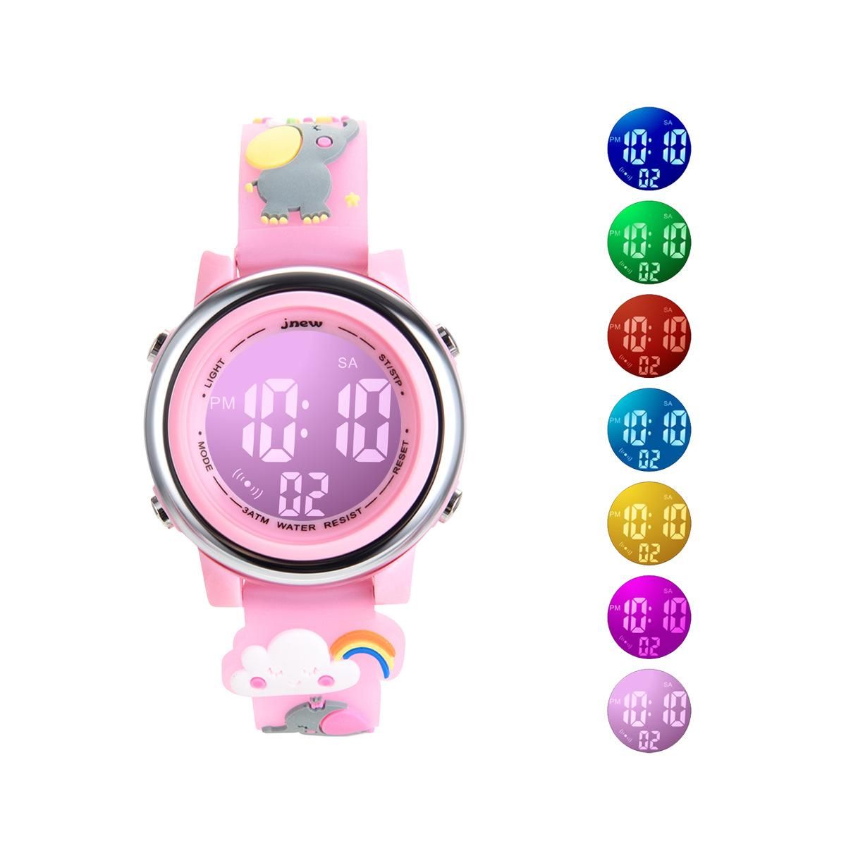 Kids Watch Cartoon 3D Digital Sport Watch with 7 Color Lights and Alarm- Gifts for Boys Girls Child Wristwatch