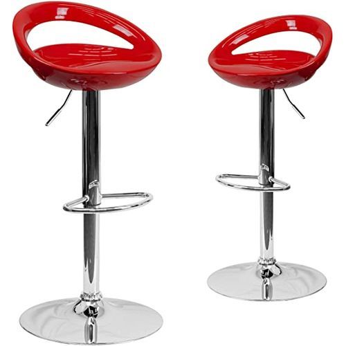 Bright Gloss ABS Plastic 360° Adjustable Bar Stool-(set Of 2)