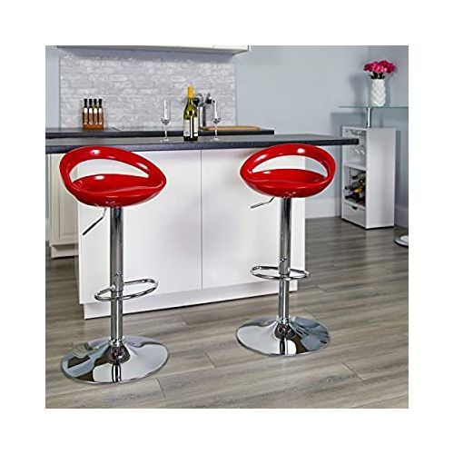 Bright Gloss ABS Plastic 360° Adjustable Bar Stool-(set Of 2)