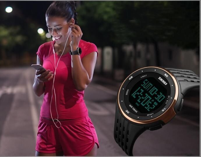 Digital Men Women Wristwatches Outdoor Sport Cycling Watches Fashion PU Band Waterproof Watch