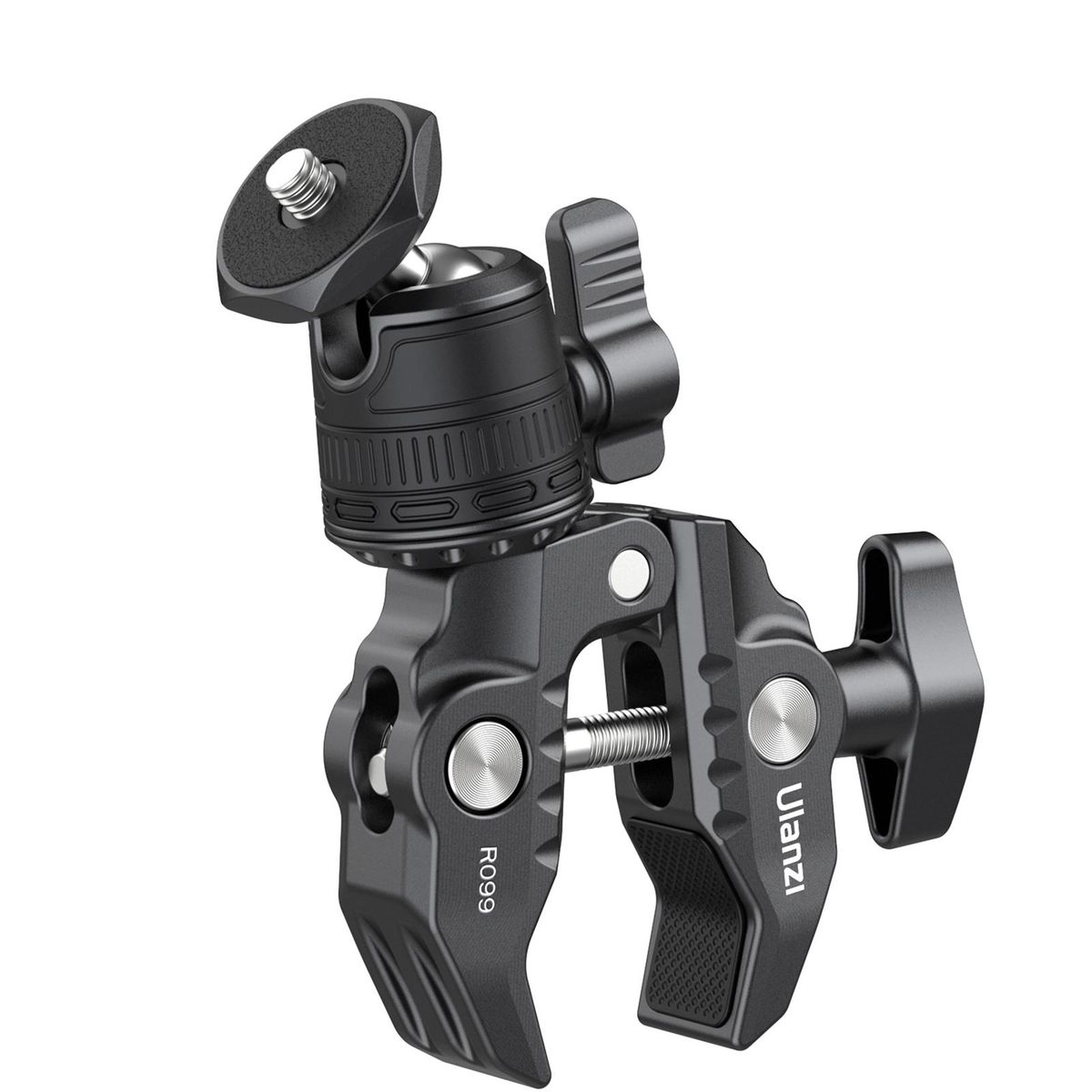 Ulanzi R099 Super Clamp Mount with 360° Rotatable Mini Ball Head 1/4 Inch Screw Aluminum Alloy 1.5kg Load Capacity
