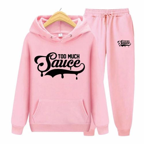 Quality Styled Pink Hoodie & Joggers With Black Print