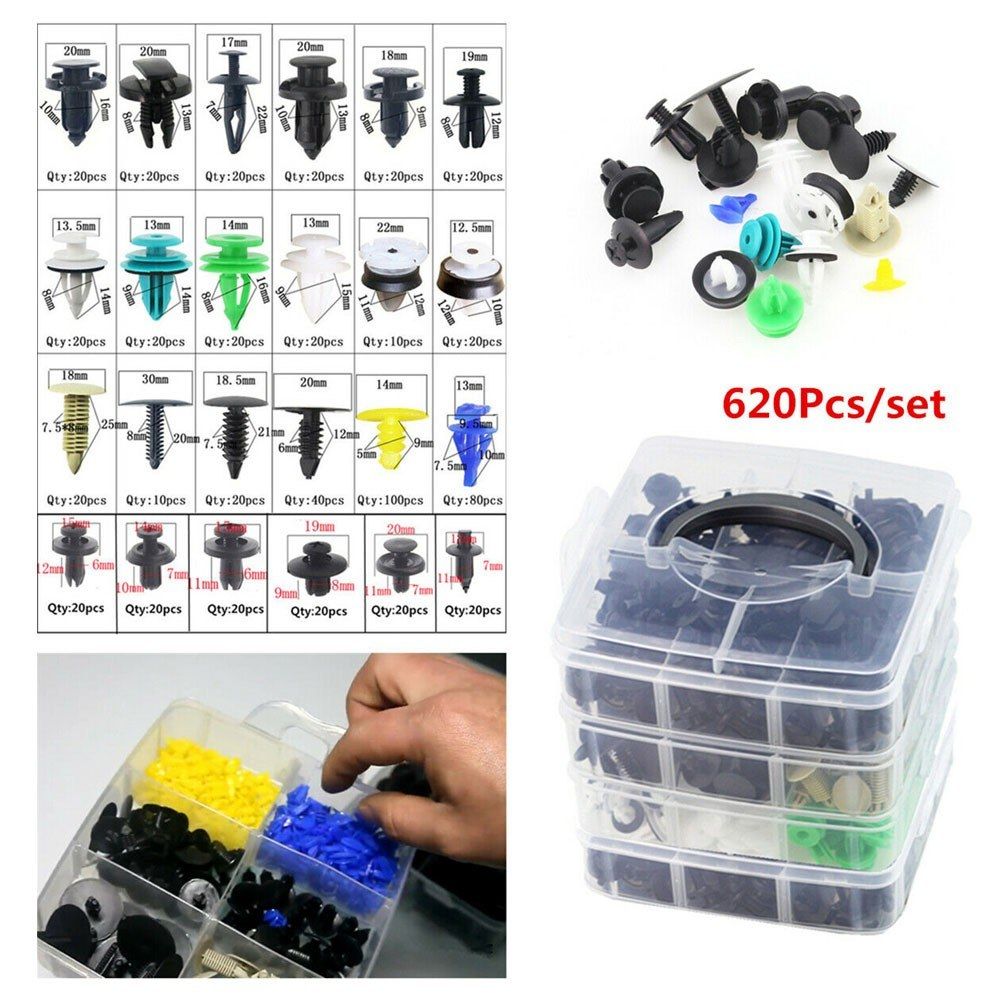 620PCS Car Body Push Pin Bumper Buckle Moulding Clip Kit