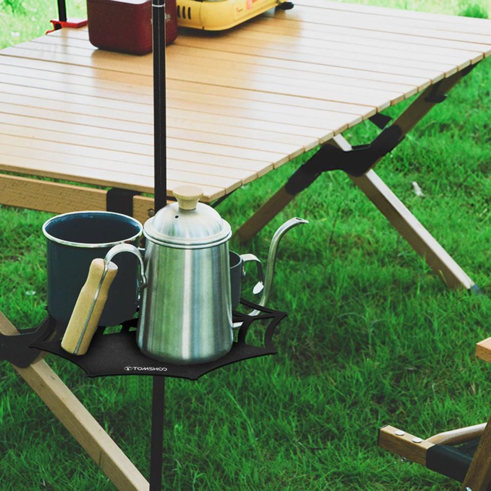Outdoor Stainless Steel Coffee Drink Holder Tray for Camping Lantern Lamp Stand Pole Beach Patio Umbrella Table