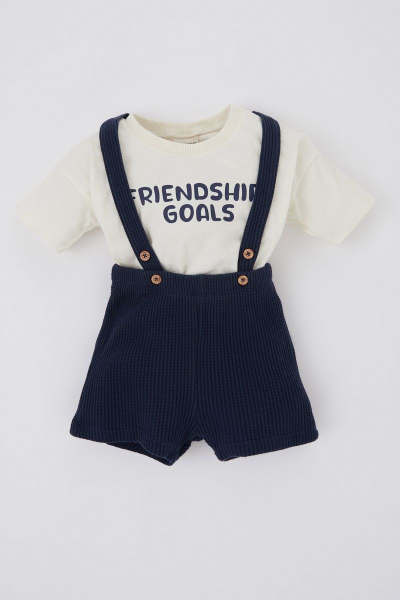 2 Piece BabyBoy Casual Regular Fit Knitted Set - Ecru