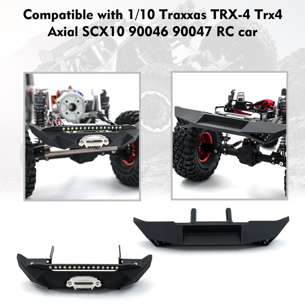 Front Bumper Rear Bumper Sets RC Crawler Bumper Aluminum Alloy Bumper Compatible with 1/10 Traxxas TRX-4 Trx4 Axial SCX10 90046 90047 RC Car