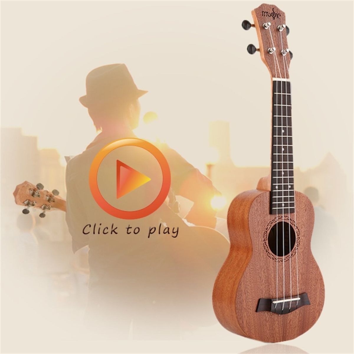 UJ 21 Inch High Quality Musical Wood Material Instrument Soprano Ukulele Brown