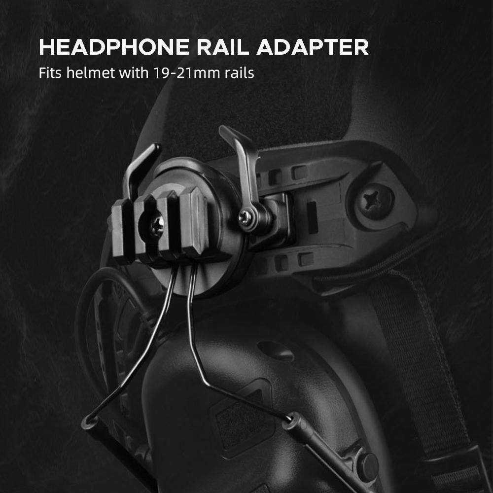Helmet Headset Rail Adapter Headset Bracket Headphone Mount Stand Support for 19-21mm Helmet Rail