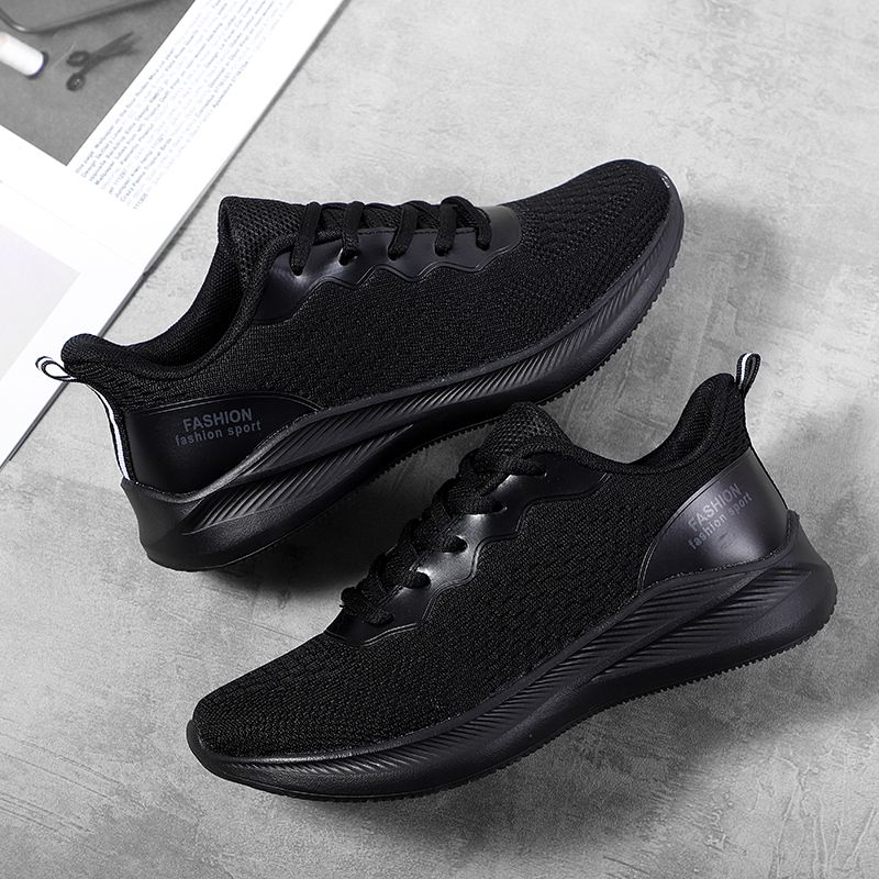 Ladies Lace-up Casual Sports Lightweight Running Shoes-Black
