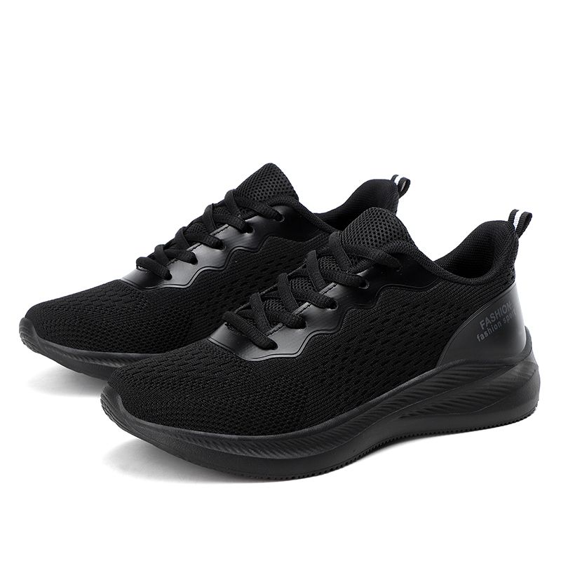 Ladies Lace-up Casual Sports Lightweight Running Shoes-Black