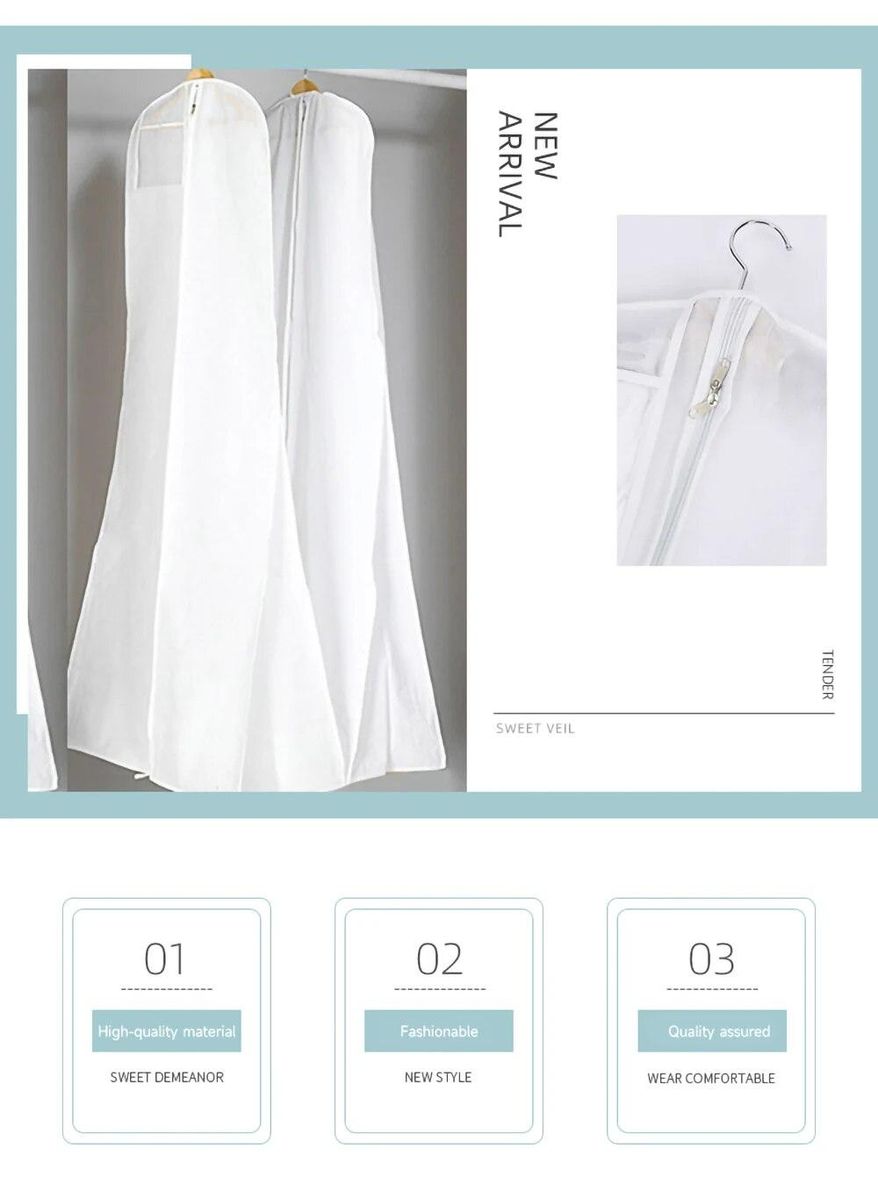 Large for Wedding Dress Dust Cover Zipper Gown Dustproof Cover Storage Bag Foldable Garment Clothes Case Protector 1.8m