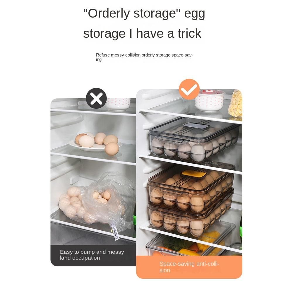 Kitchen Large Capacity Egg Storage Box Refrigerator Plastic